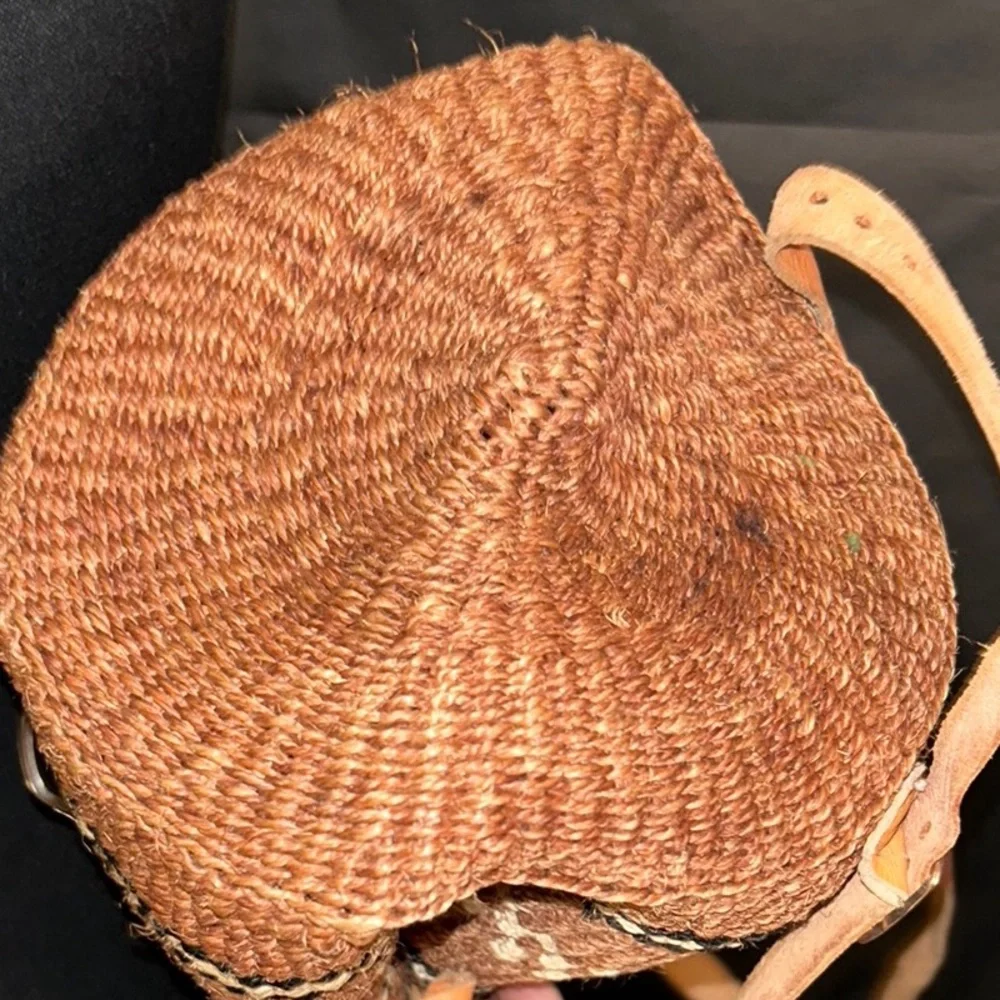 Brown Woven‎ Backpack with African Theme Elephant Design